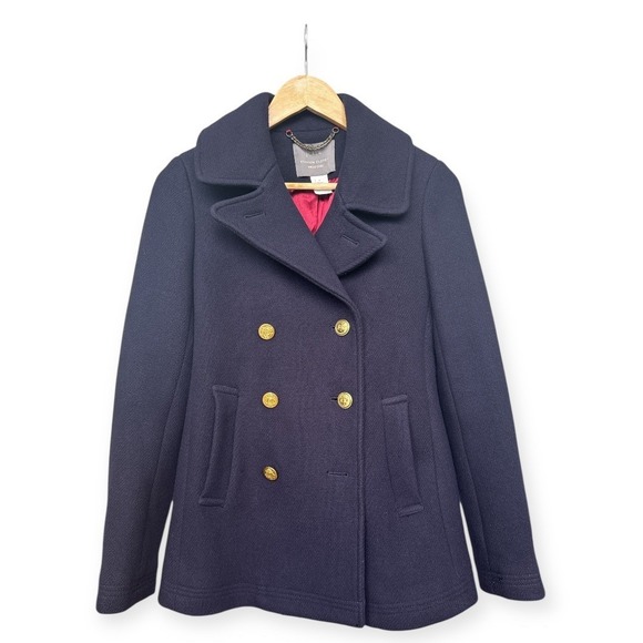 Women's Navy J.Crew Majesty Peacoat in Stadium Cloth 0 Nello Gori Italian Wool - Picture 1 of 6